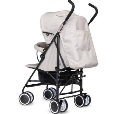 Compact One-Hand Fold Baby Stroller Lightweight Travel Pushchair with 3 Point Harness & Smooth Suspension, Suitable from Birth to 15kg (Black/Cream/Grey)