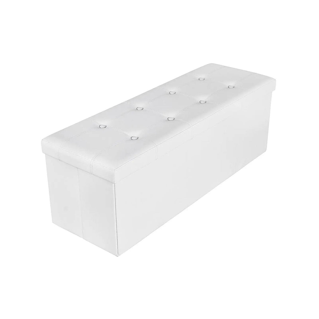 `Foldable Storage Ottoman Bench, 110×38×38cm Water‑Resistant Cube Foot Rest with Large Storage Space, 300KG Max Static Load, Space‑Saving Storage Chest for Living Room, Bedroom, Entryway`