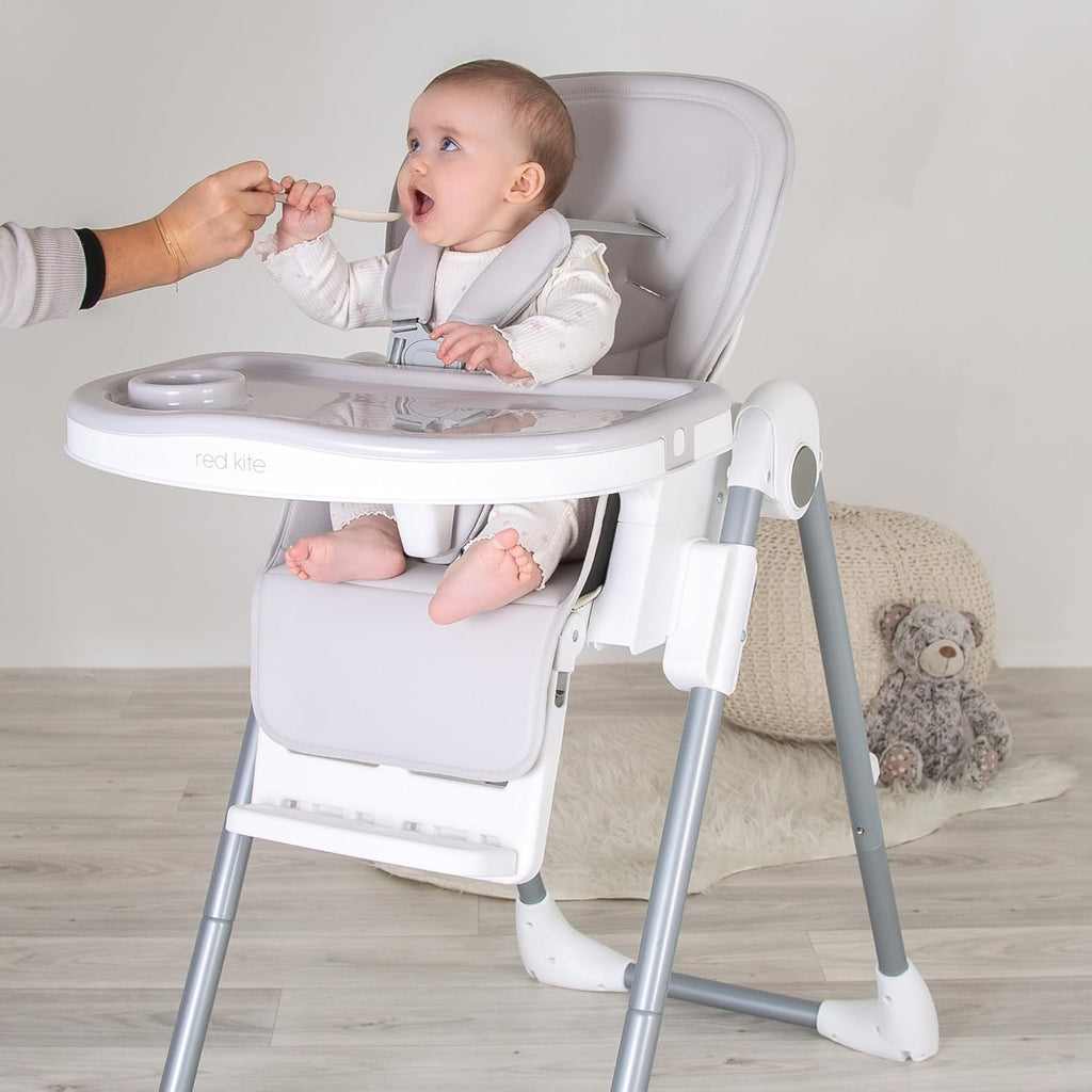 【NS】Feed Me Lolo Luxury Six Height Adjustable Hi-Lo Highchair, Soft Grey/White