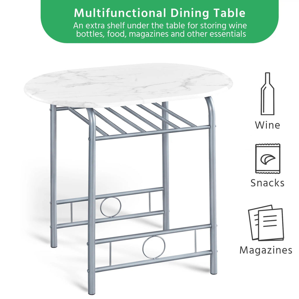 Compact Breakfast Bar Table and Chair Set 80x53x75.5cm, Kitchen Dining Unit with Storage Shelf, Space-Saving Furniture for Small Apartments, Dorm Rooms, and Studio Kitchens [Plus A Free Gift]