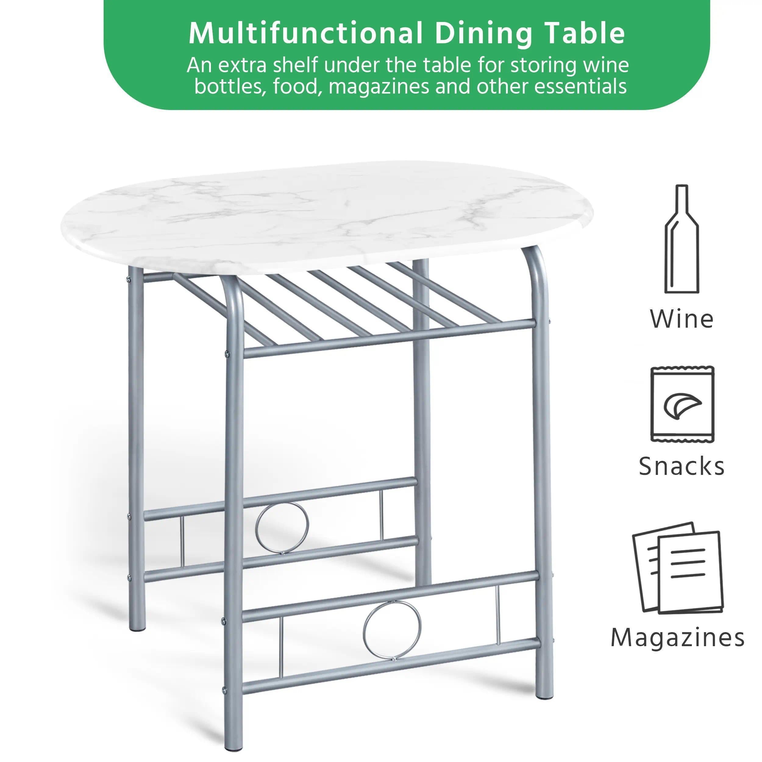 Compact Breakfast Bar Table and Chair Set 80x53x75.5cm, Kitchen Dining Unit with Storage Shelf, Space-Saving Furniture for Small Apartments, Dorm Rooms, and Studio Kitchens [Plus A Free Gift]