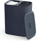 Dual Compartment Laundry Hamper with Lid, 2 Removable Washing Bags with Handles, Large Capacity Laundry Separation Basket for Dirty Clothes