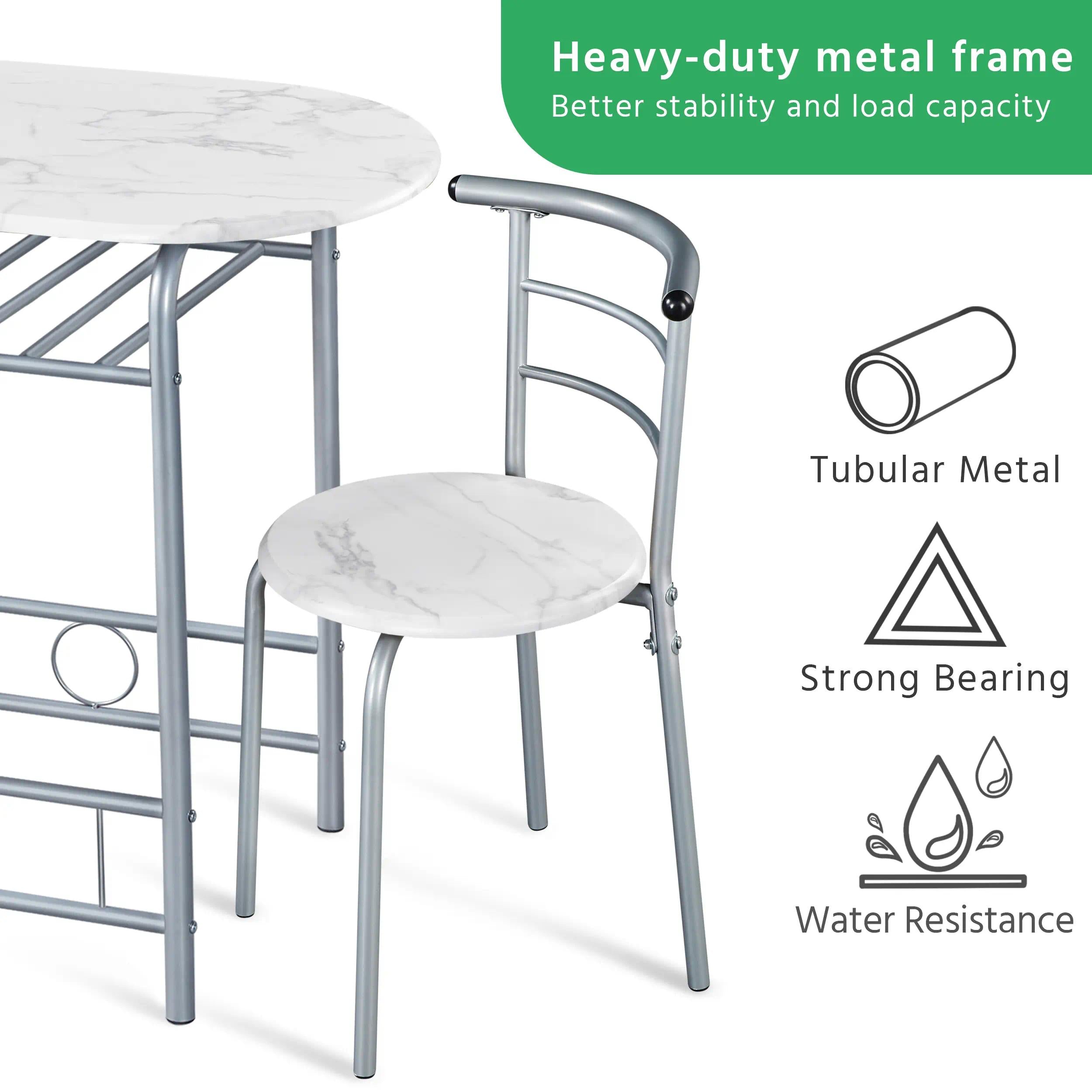 Compact Breakfast Bar Table and Chair Set 80x53x75.5cm, Kitchen Dining Unit with Storage Shelf, Space-Saving Furniture for Small Apartments, Dorm Rooms, and Studio Kitchens [Plus A Free Gift]
