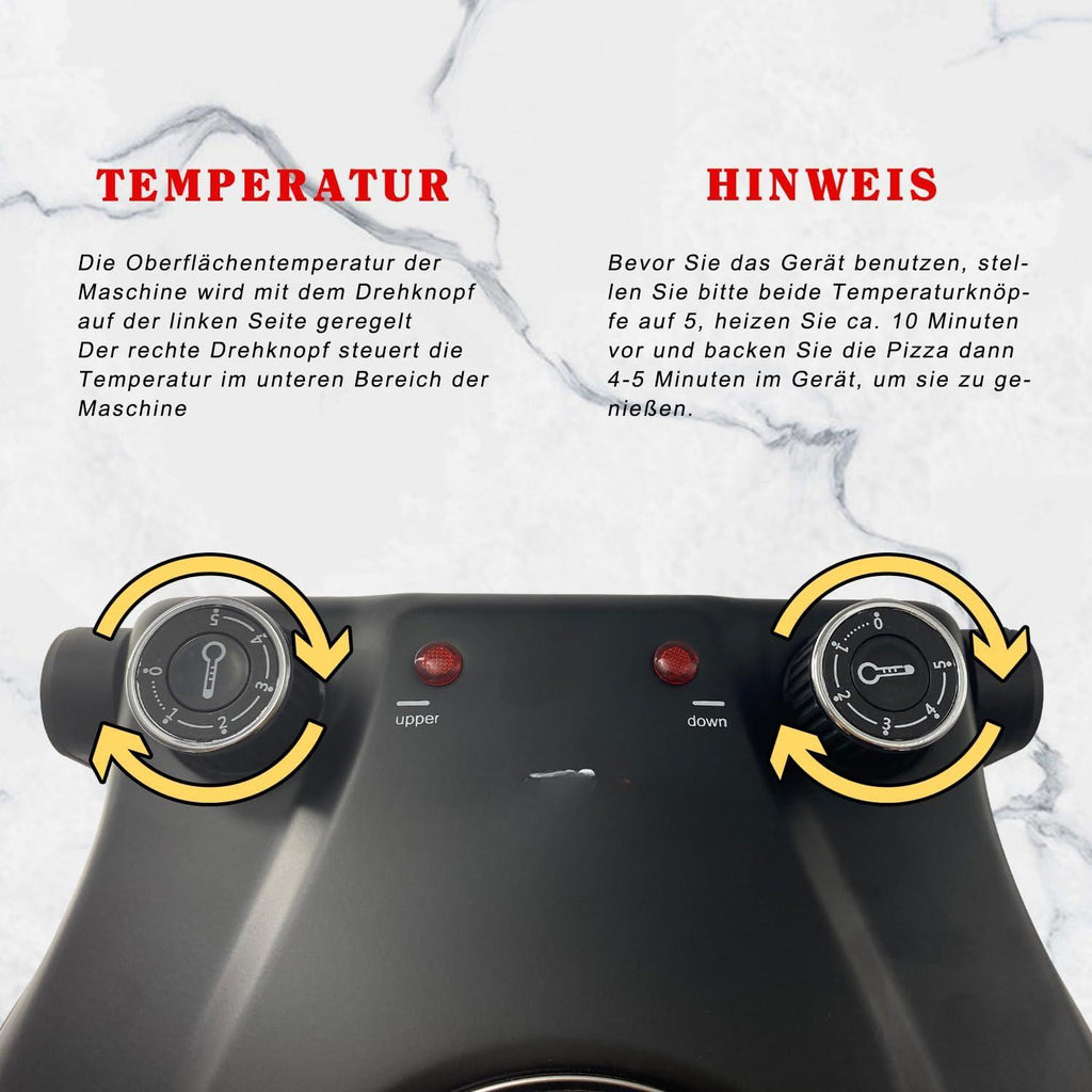 【NS】Electric Pizza Oven, 420°C, 1200 Watt, 5 Separately Adjustable Temperature Levels, 31 cm Flame Resistant Stone Plate
