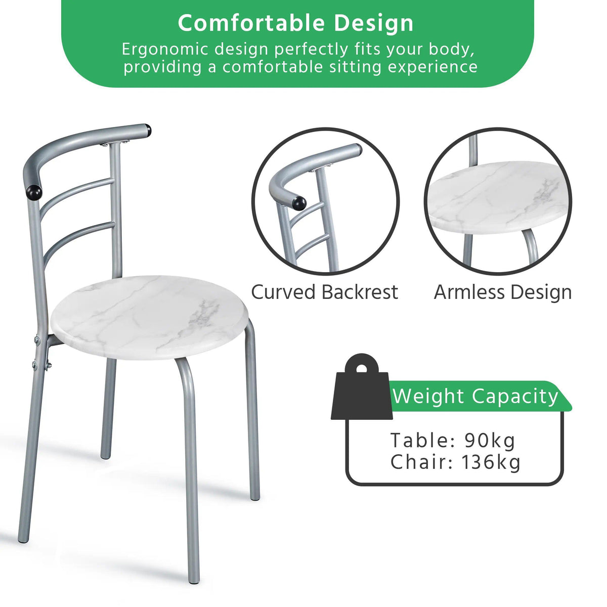Compact Breakfast Bar Table and Chair Set 80x53x75.5cm, Kitchen Dining Unit with Storage Shelf, Space-Saving Furniture for Small Apartments, Dorm Rooms, and Studio Kitchens [Plus A Free Gift]