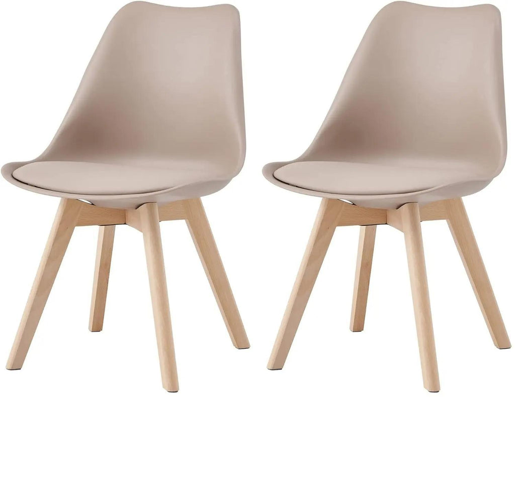 Set of 2 Retro Dining Chairs, Deluxe Upholstered Accent Chairs with Soft Padded Cushion and Sturdy Wooden Legs, Modern Multi-Purpose Lounge Side Chairs for Dining Room, Living Room, Bedroom and Home Office Decor