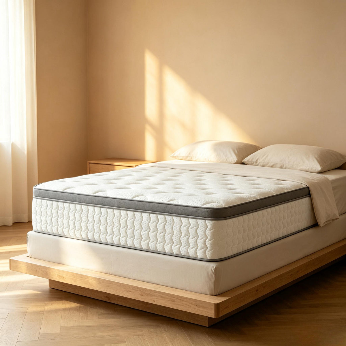 Hybrid Innerspring Mattress, 25cm Thick Comfort Bed Mattress with Cool‑Touch Breathable Cover, Pressure Relief & Motion Isolation Hybrid Mattress, Single/Double/King Size for Bedroom Guest Room