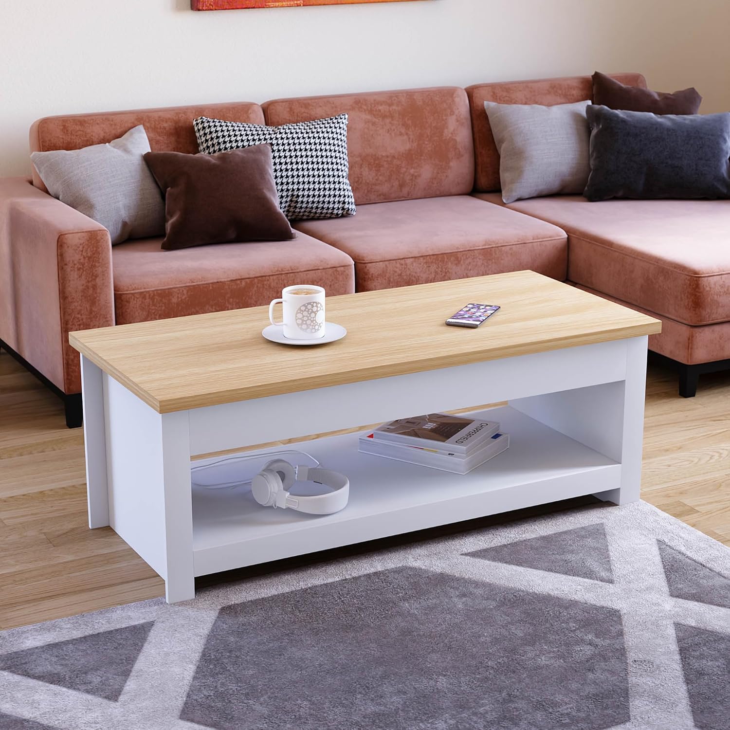 Coffee Table 1 Shelf Storage MDF Living Room Modern Furniture