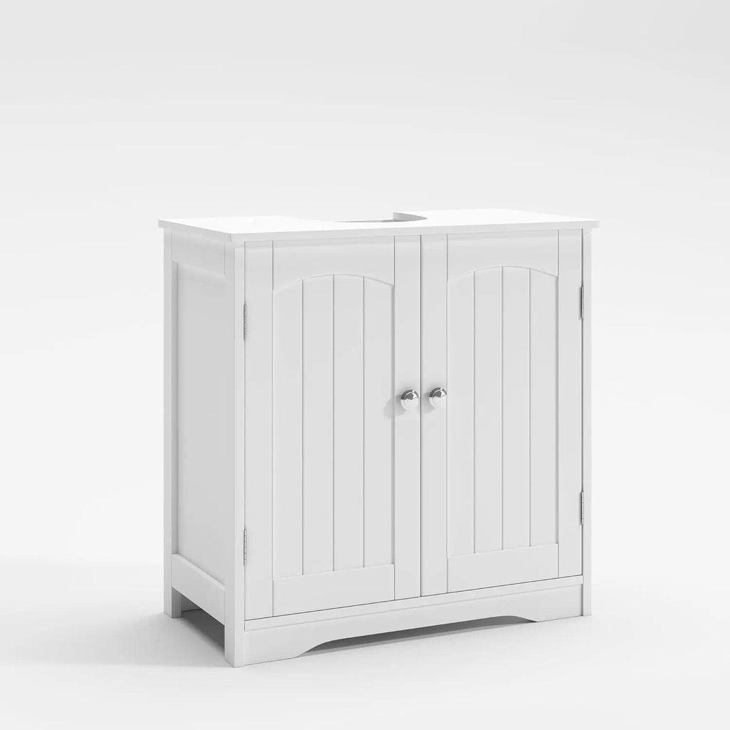 Freestanding Wooden Bathroom Sink Unit with 2 Doors, Under Sink Storage Cabinet for Small Space, Modern Basin Cupboard Organiser for Bathroom [Plus A Free Gift]