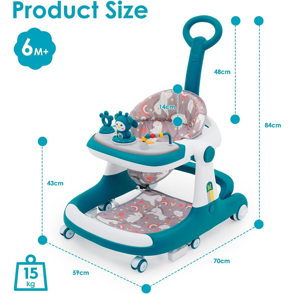 【NS】Baby Walkers for 6 Months-1 Year olds Girls Boys,3in1 Multi-Function Anti-Rollover Toddler Walker/Push Along Walker/with Wheels and Brake and Push Handle