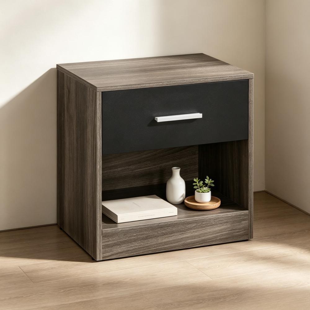 Bedside Table with Drawer and Open Shelf, Nightstand for Bedroom, Small Side Table for Living Room, Compact End Table with Storage [Plus A Free Gift]