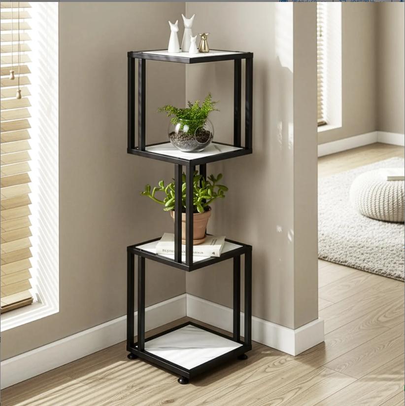 Modern Ladder Plant Stand, 3/4/5 Tier Wood & Metal Vertical Flower Pot Holder, Freestanding Display Shelf for Indoor Outdoor Home Living Room Patio Garden