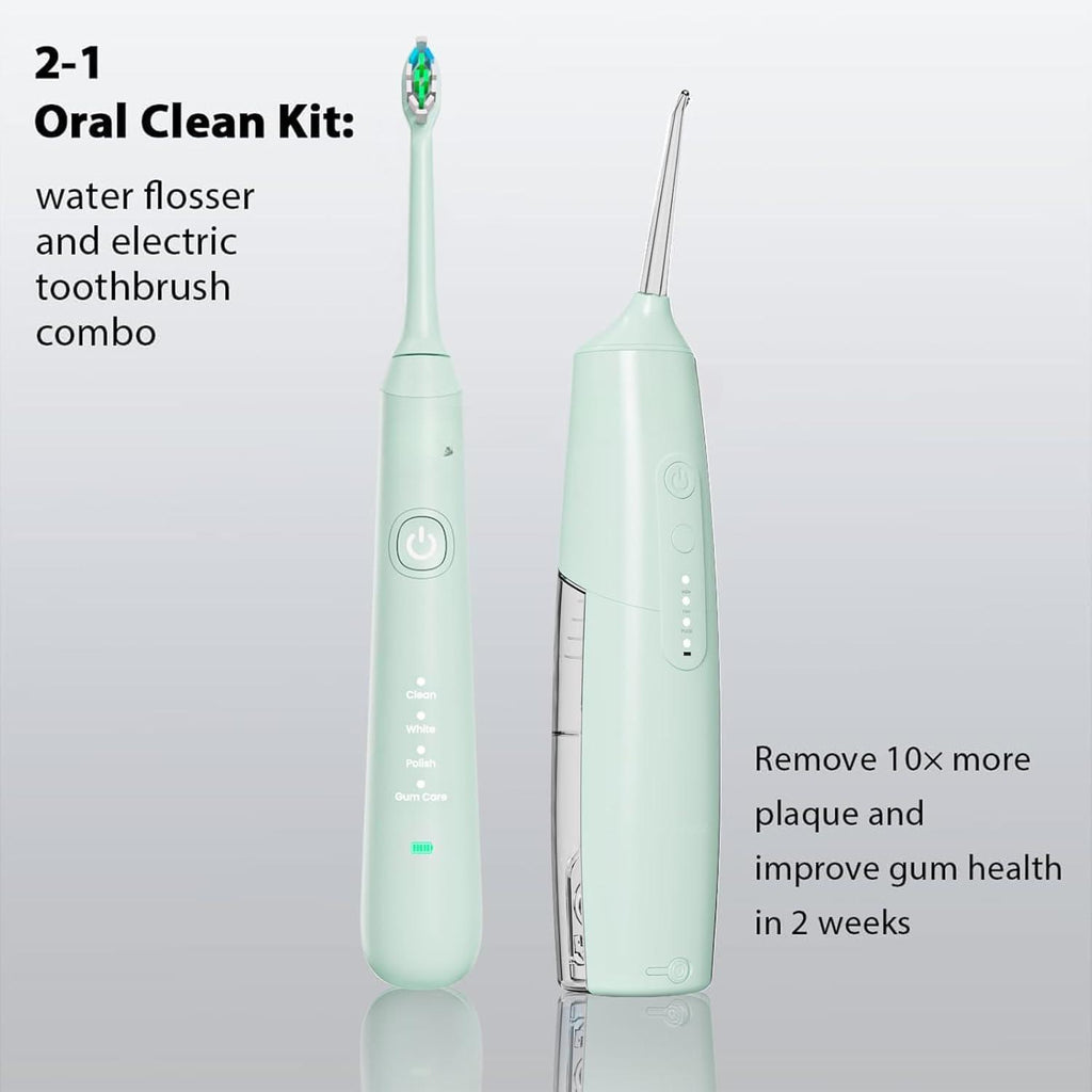 Oral Clean Kit Water Dental Flosser & Electric Toothbrush Combo for Teeth Cleaning & Gum Health Cordless 3 Modes Waterproof Travel Case