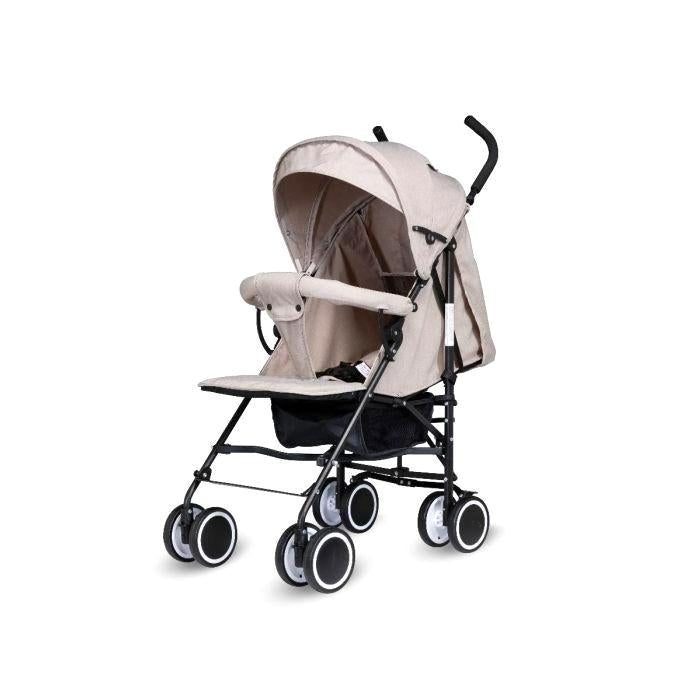 Easy Fold Baby Stroller Pushchair with One-Handed Folding, 3-Point Safety Harness, Lightweight Portable Design, Raincover Optional, Available in Black Cream Grey for Infant Toddler