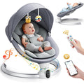 Electric Baby Swing for Infant, Upgraded 5 Point Harness Baby Bouncer Chair with 5 Swing Speeds 3 Timers and 10 Music, APP/Remote/IMD Panel Control Newborn Toddler Swing Chair (Light Grey)