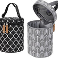 Insulated Baby Bottle Thermal Bag, Portable Breast Milk Cooler Bag Fits 4 Baby Bottles with Ice Pack & Shoulder Strap, Tote Storage Bag Portable Milk Bottle Holder & Carrier (Black & Grey)