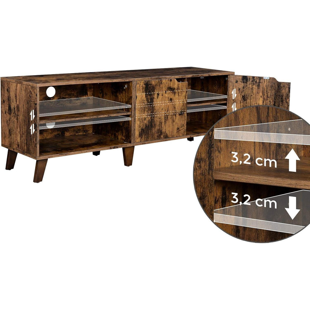 Sleek Modern Media Console TV Stand, Particleboard Entertainment Center with 2 Closed Doors & Adjustable Shelves, Storage TV Unit Fits TVs up to 60 Inch for Living Room Bedroom Dining Room