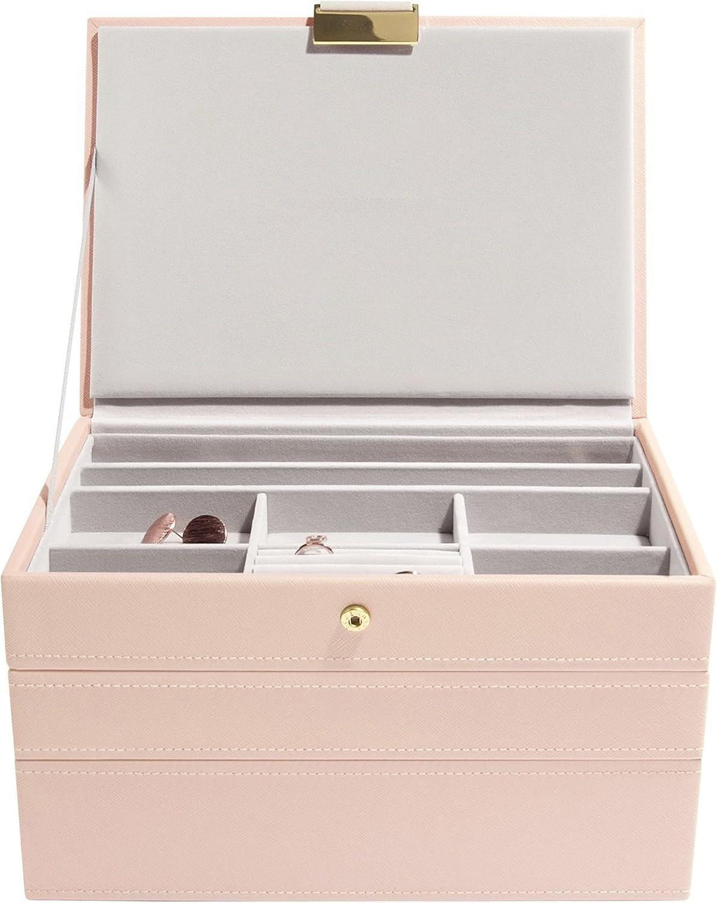 Classic Medium Jewelry Box, Portable Travel Jewelry Organizer Case with Removable Compartments, Jewellery Storage Box for Rings Earrings Necklaces Bracelets, Ideal Gift for Women Girls Home Dresser Decor