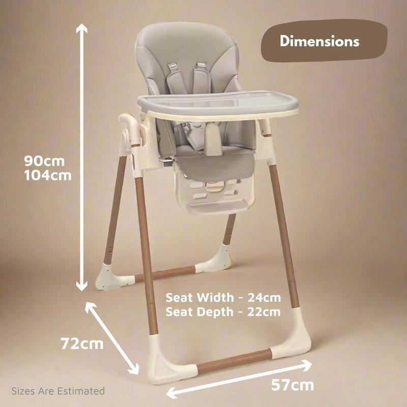 Foldable Baby High Chair with Reclining Seat, Adjustable for 6 Months to 3 Years, Removable Tray & Dishwasher-Safe Liner, Compact Space-Saving Design for Easy Storage