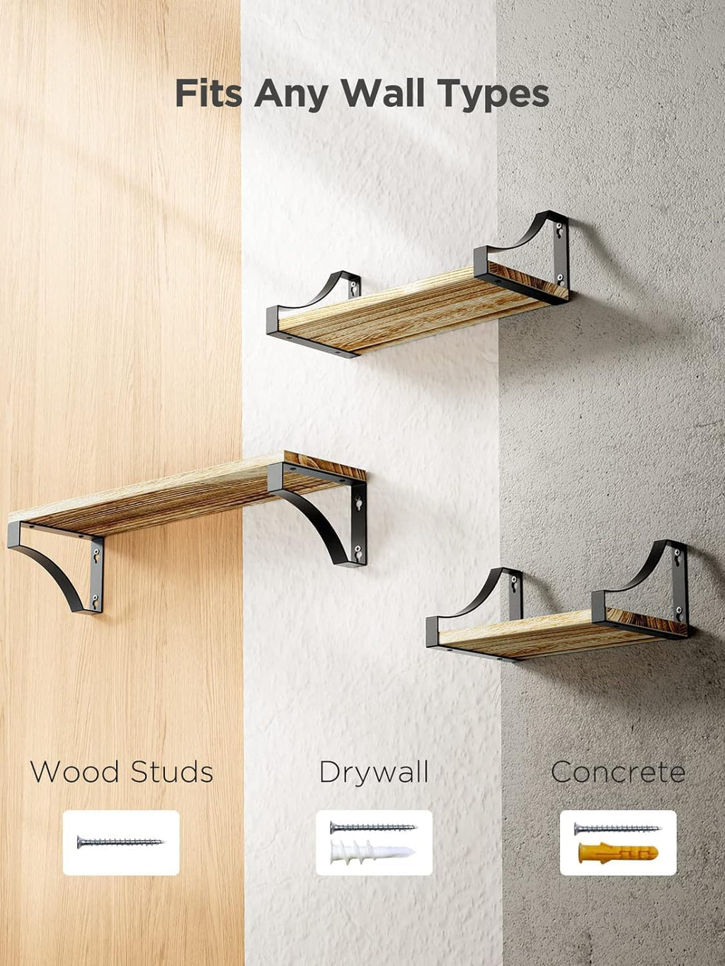 Floating Shelves Wall Mounted Shelf, Paulownia Wood Wall Shelves, Wooden Shelves for Bedroom, Bathroom, Living Room, Kitchen, Home Office, Laundry room,etc (rustic) Decor