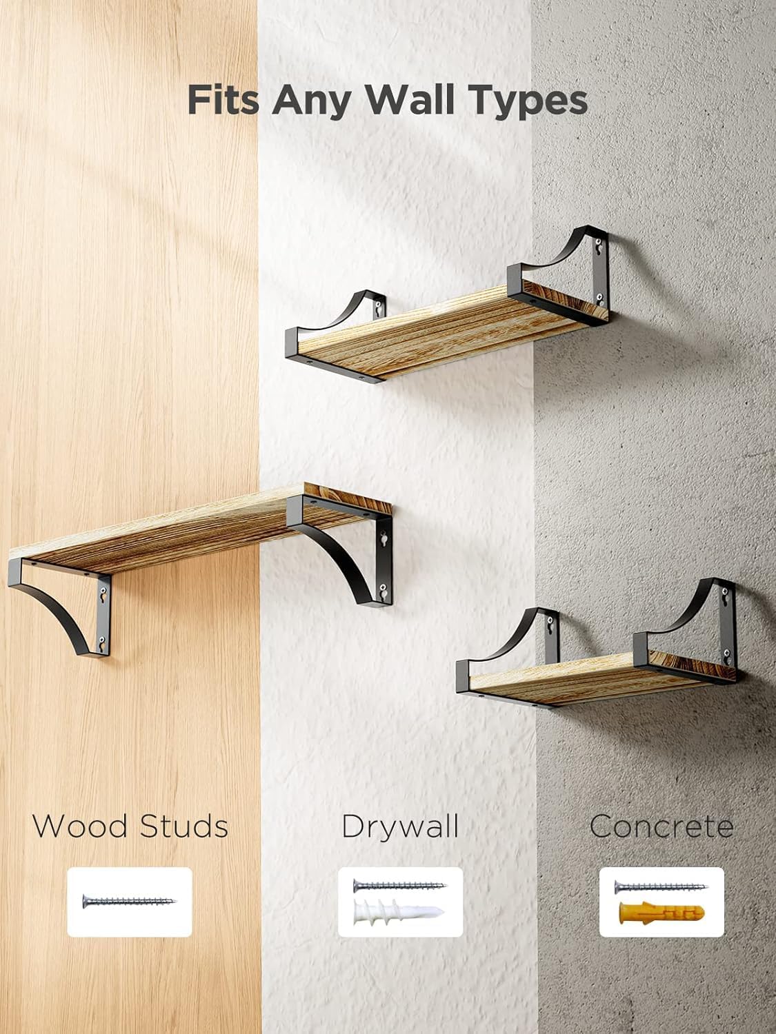 Floating Shelves Wall Mounted Shelf, Paulownia Wood Wall Shelves, Wooden Shelves for Bedroom, Bathroom, Living Room, Kitchen, Home Office, Laundry room,etc (rustic) Decor