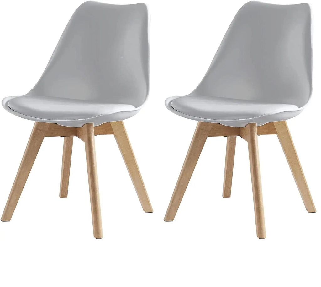 Set of 2 Retro Dining Chairs, Deluxe Upholstered Accent Chairs with Soft Padded Cushion and Sturdy Wooden Legs, Modern Multi-Purpose Lounge Side Chairs for Dining Room, Living Room, Bedroom and Home Office Decor