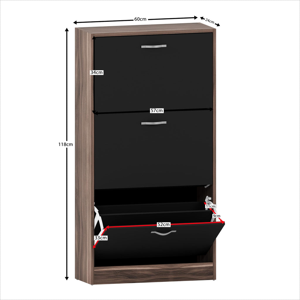 Slim Wooden Shoe Cabinet with 3 Pull-Down Drawers, Dustproof Entryway Storage Organiser, Space-Saving Tall Unit for Hallway and Corridor [Plus A Free Gift]