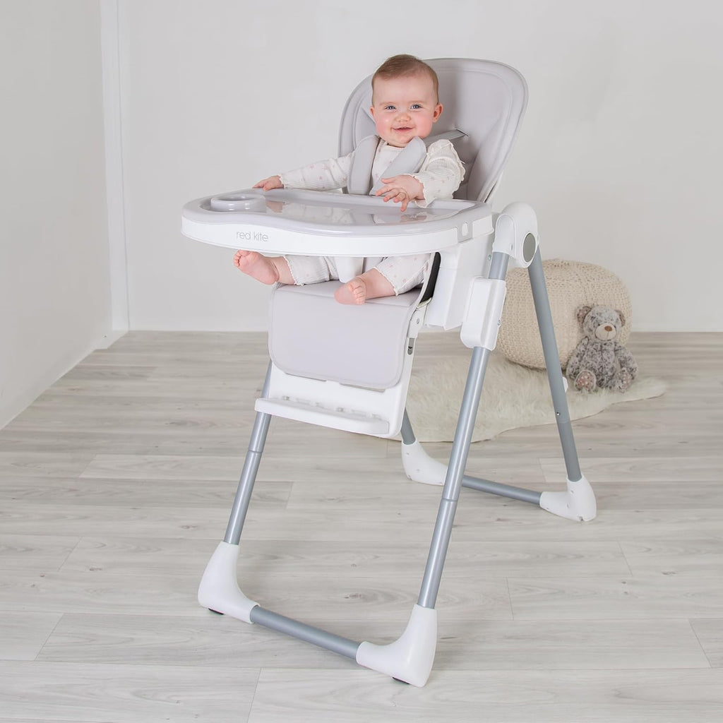 【NS】Feed Me Lolo Luxury Six Height Adjustable Hi-Lo Highchair, Soft Grey/White