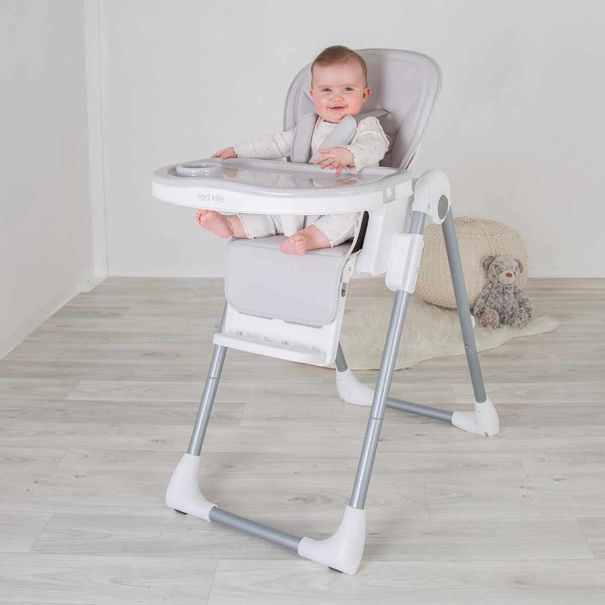 【NS】Feed Me Lolo Luxury Six Height Adjustable Hi-Lo Highchair, Soft Grey/White