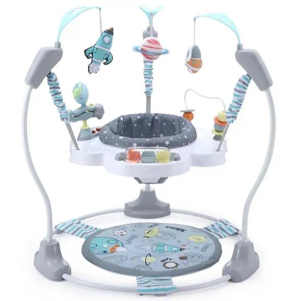 360° Rotating Stationary Baby Jumperoo Activity Center, Adjustable Height Baby Bouncer Swing Rocker with Musical Interactive Toys, Portable Play Chair Infant Play Essentials