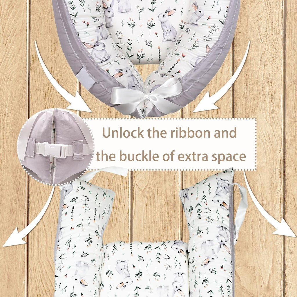 Portable Newborn Bassinet Cot – Cotton Baby Nest Lounger for Co-Sleeping, Soft Breathable Travel Sleeper for Infant 0-12 Months, Ideal Newborn Gift [Plus A Free Gift]