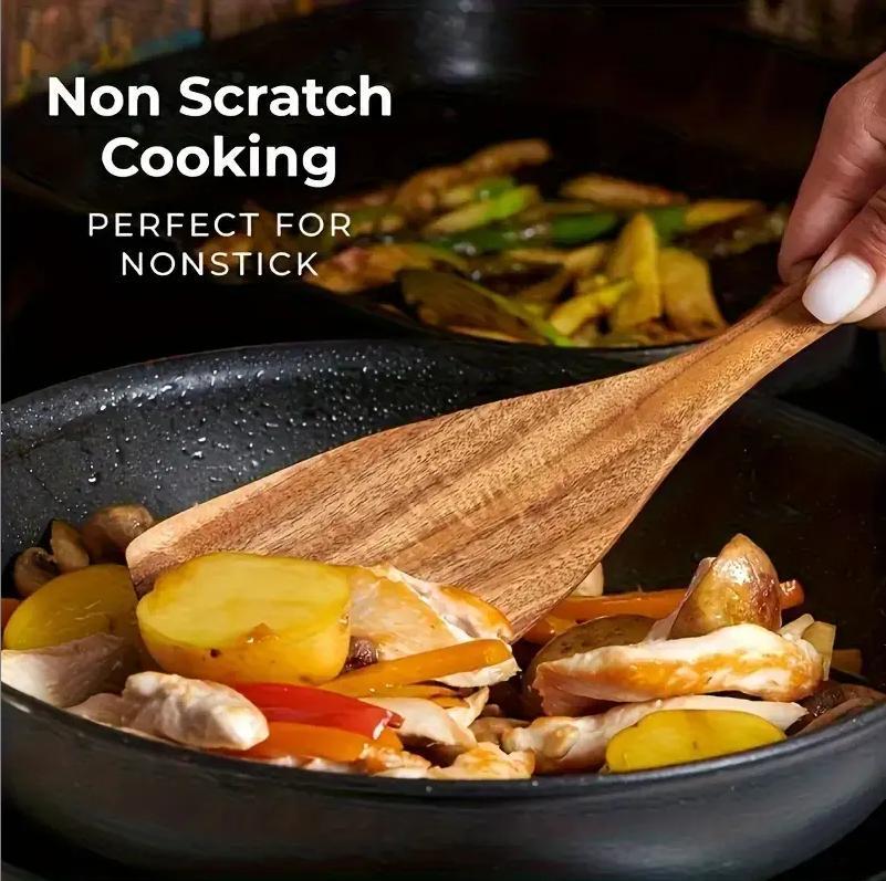 10-Piece Natural Wood Kitchen Utensil Set, Ergonomic Heat Resistant Wooden Cooking Tools, Non-Scratch Spoons & Spatulas for Electric Stoves, Premium Wooden Cookware Accessory, Ideal Kitchen Gift for Home Cooking