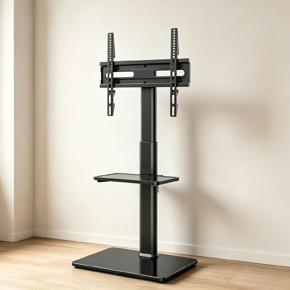Universal Floor TV Stand with Mount, 70° Swivel, Height Adjustment, Space-Saving Design for Most 27-65 Inch LCD/LED/OLED TVs [Plus A Free Gift]
