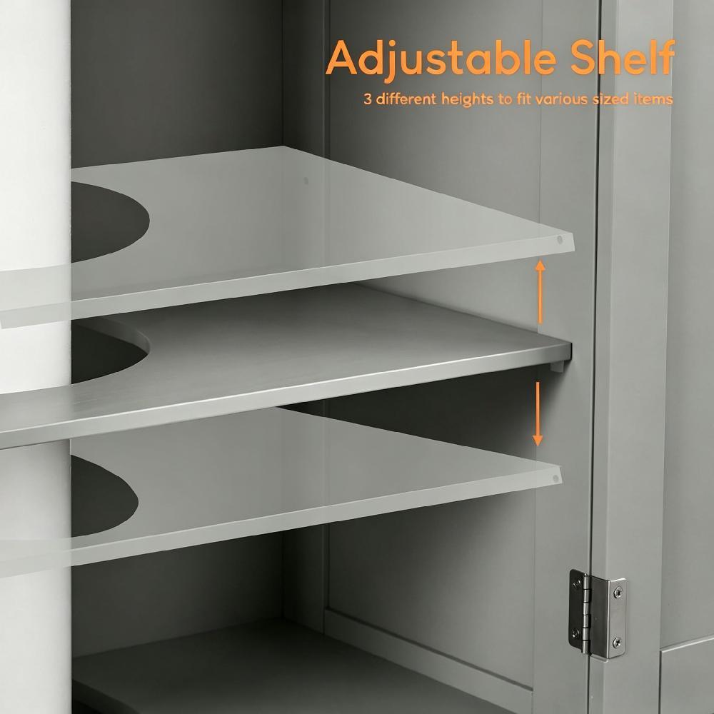 Floor Standing Bathroom Sink Cabinet with Storage | Grey Oak Under Basin Vanity Unit, Modern Cupboard [Plus A Free Gift]