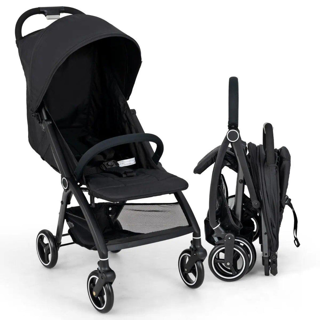 Lightweight Travel Pushchair for 0-36 Months, One-Hand Fold Baby Stroller with Adjustable Recline & Sun Canopy, 5-Point Safety Harness, Large Under-Seat Basket, Compact for Car Boot [Plus A Free Gift]