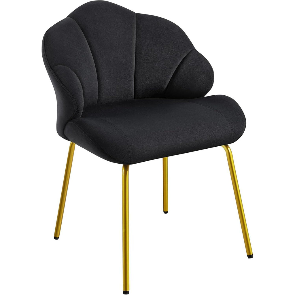 Modern Shell‑Shaped Velvet Vanity Chair, Luxury Upholstered Accent Chair with Golden Metal Legs, Multi‑Purpose Makeup Dressing Side Chair for Bedroom, Living Room, Home Reception
