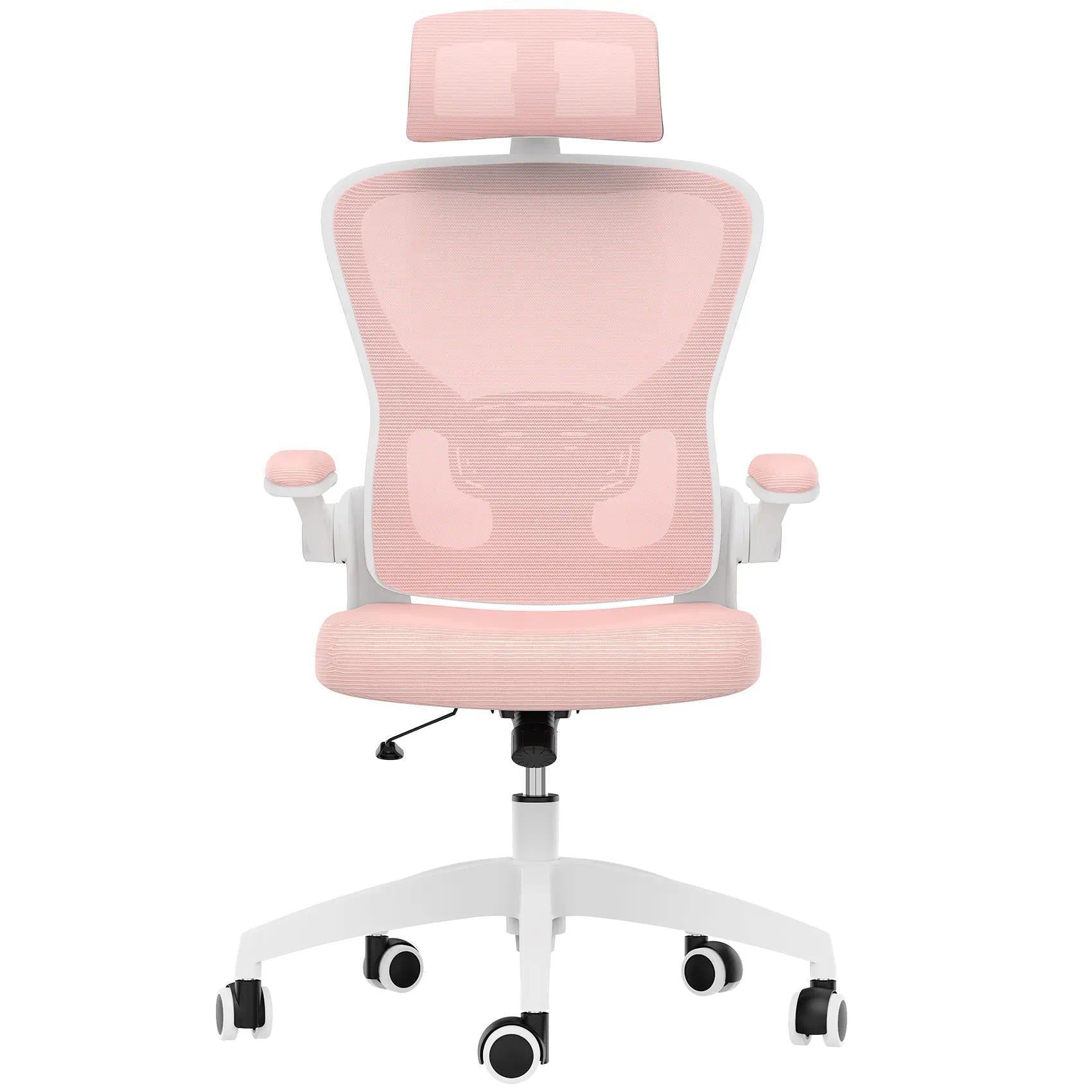 High‑Back Ergonomic Breathable Mesh Office Desk Chair, Adjustable Headrest & Lumbar Support, Flip‑Up Armrests with Rocking Tilt Function, 360° Swivel Rolling Computer Chair for Home Office Study & Gaming