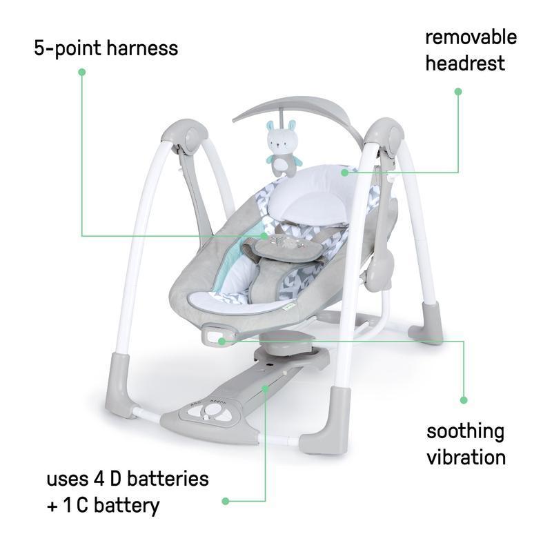 【NS】2-in-1 Foldable Baby Swing & Infant Seat – Portable Auto Swing with 5 Speeds, Soothing Vibrations, Music, & EasyLock System for Newborns 0-9 Months