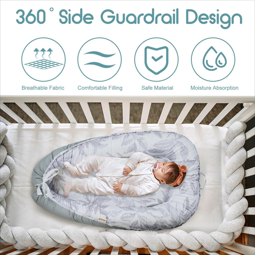 Newborn Baby Nest Sleeper, Portable Co-Sleeping Nest for 0-12 Months, Adjustable Baby Lounger with Breathable Cotton Cover, Lightweight Travel Baby Bed, Ideal Baby Gift [Plus A Free Gift]