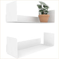 2 Pack White Floating Wall Bookshelves (2x40 cm) - Wall Mounted Shelf Set, Ideal for Bedroom & Living Room