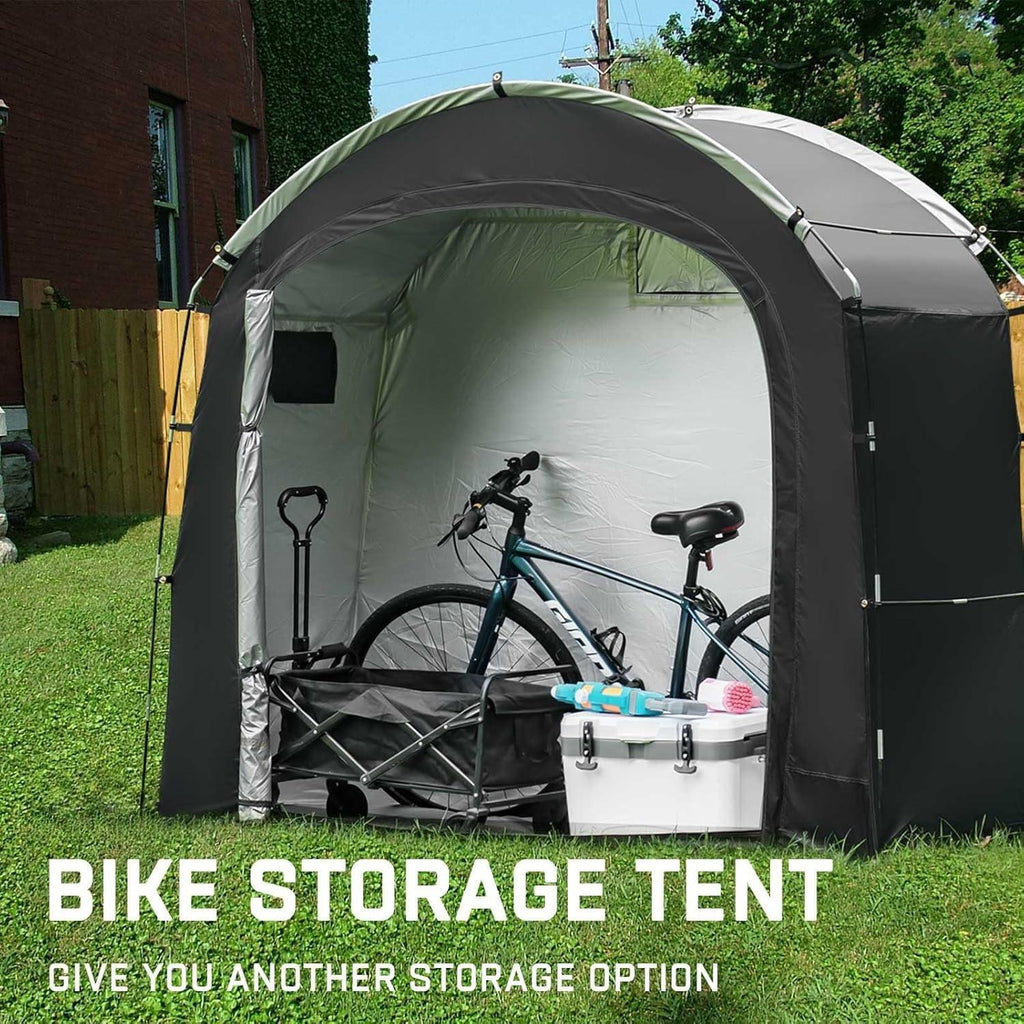 Waterproof & UV-Proof Bike Motorcycle Storage Shelter, Outdoor Steel Frame PE Cover with Zipper Door, Easy Setup