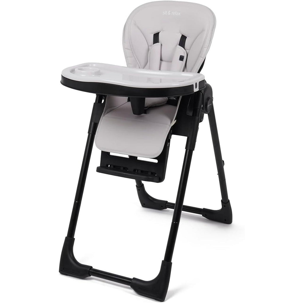 Adjustable Luxury Highchair – Suitable from Newborn up to 3 Years (Max 15kg), Taupe & Black Design, with Secure Harness, Padded Seat [Plus A Free Gift]