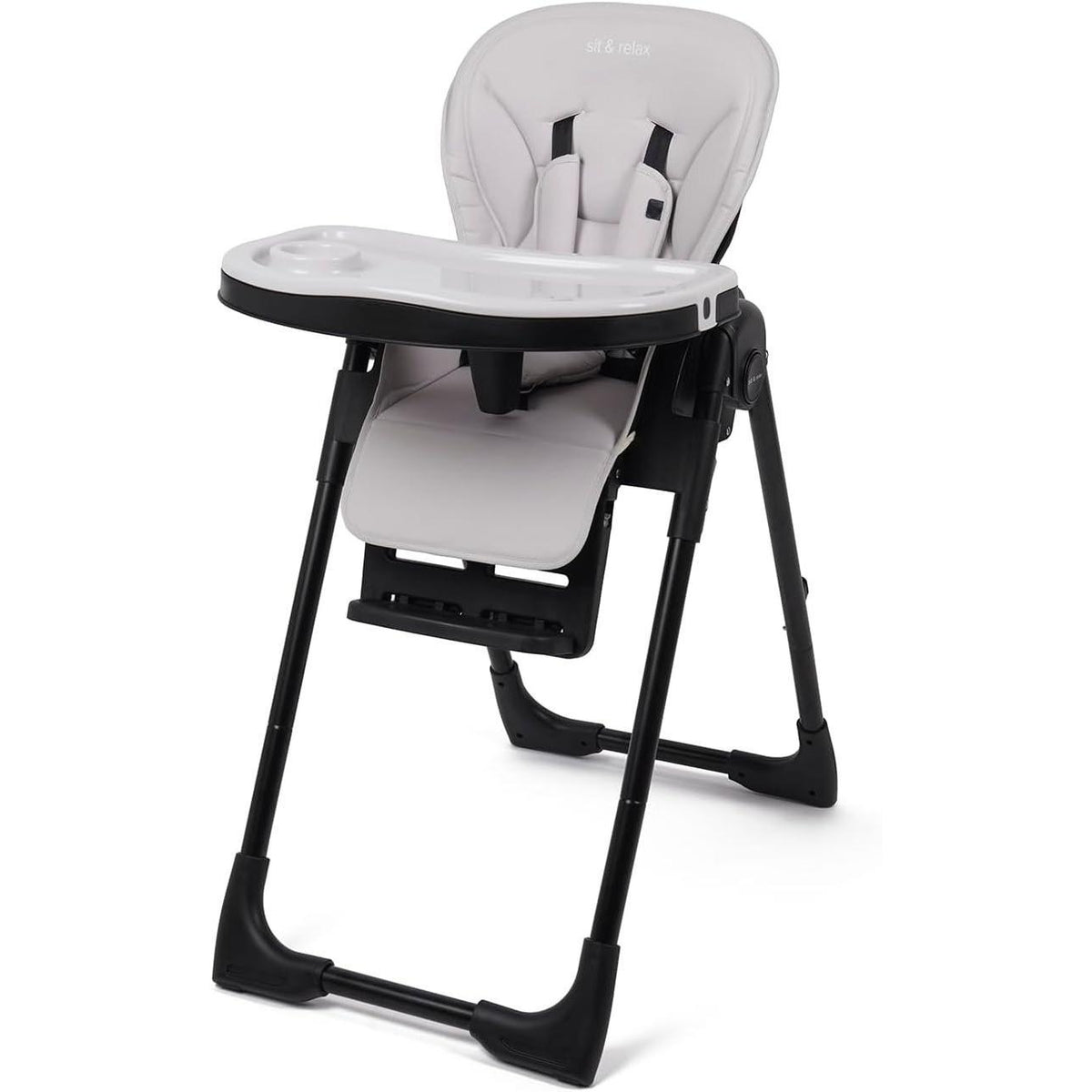 Adjustable Luxury Highchair – Suitable from Newborn up to 3 Years (Max 15kg), Taupe & Black Design, with Secure Harness, Padded Seat [Plus A Free Gift]