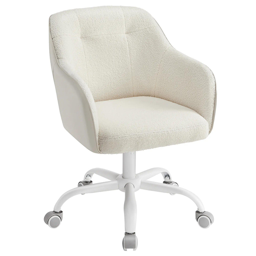 Adjustable Height Swivel Chair with Armrests, 110kg Load Capacity, Cotton-Linen Fabric, Multi-Purpose Office Chair for Home Office Study Bedroom Makeup Vanity [Plus A Free Gift]