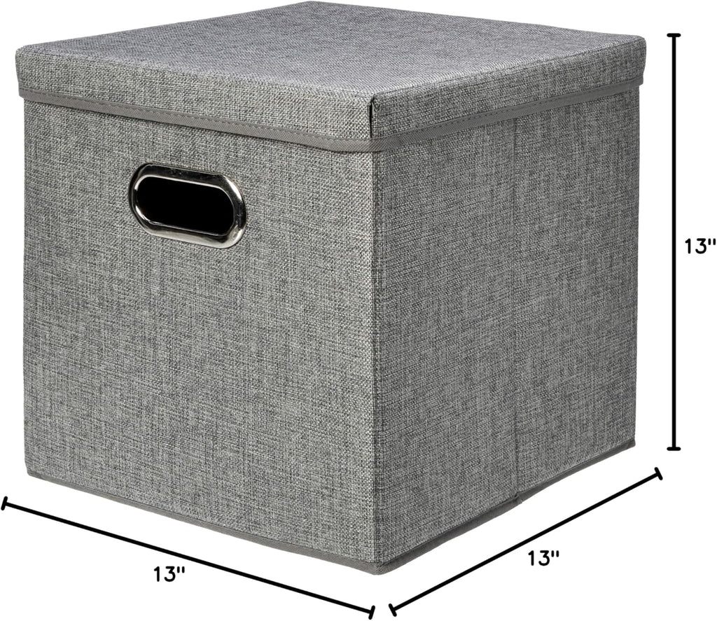 CZHMBM Premium Foldable Burlap Storage Cubes 2-Pack Stylish Grey for Organized Living 33x33x33cm Space-Saving & Versatile