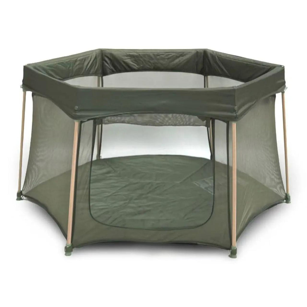 Foldable Hexagonal Baby Playpen with Breathable See-Through Mesh & Zipper Access Door, Compact 110×110CM Spill Resistant Play Yard with Carry Bag, Easy Wipe Clean Toddler Play Fence for Indoor Home Outdoor Park Travel