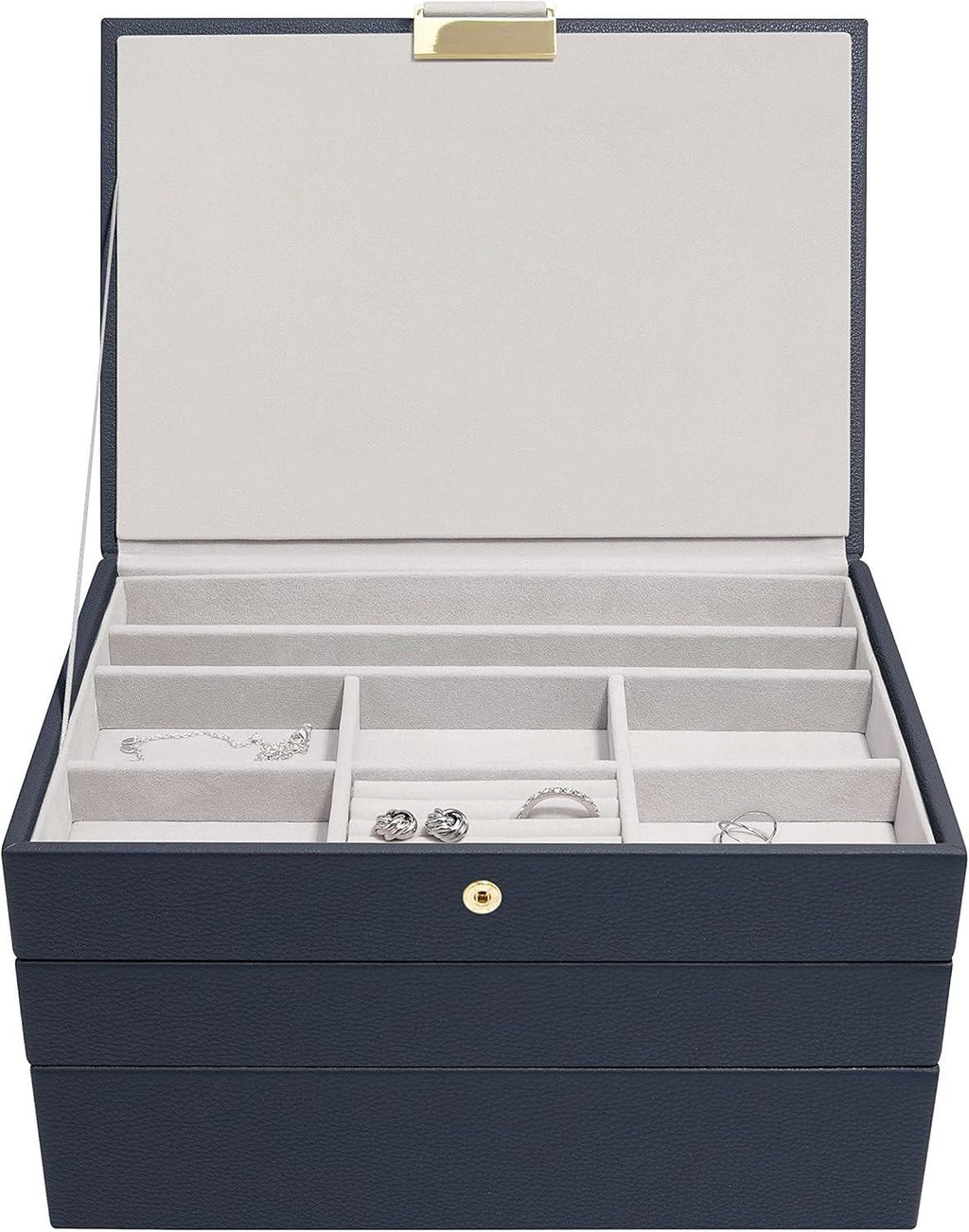 Classic Medium Jewelry Box, Portable Travel Jewelry Organizer Case with Removable Compartments, Jewellery Storage Box for Rings Earrings Necklaces Bracelets, Ideal Gift for Women Girls Home Dresser Decor