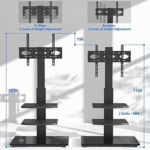RFIVER Freestanding Floor TV Stand for 32-70 inch TVs up to 50kg, Black