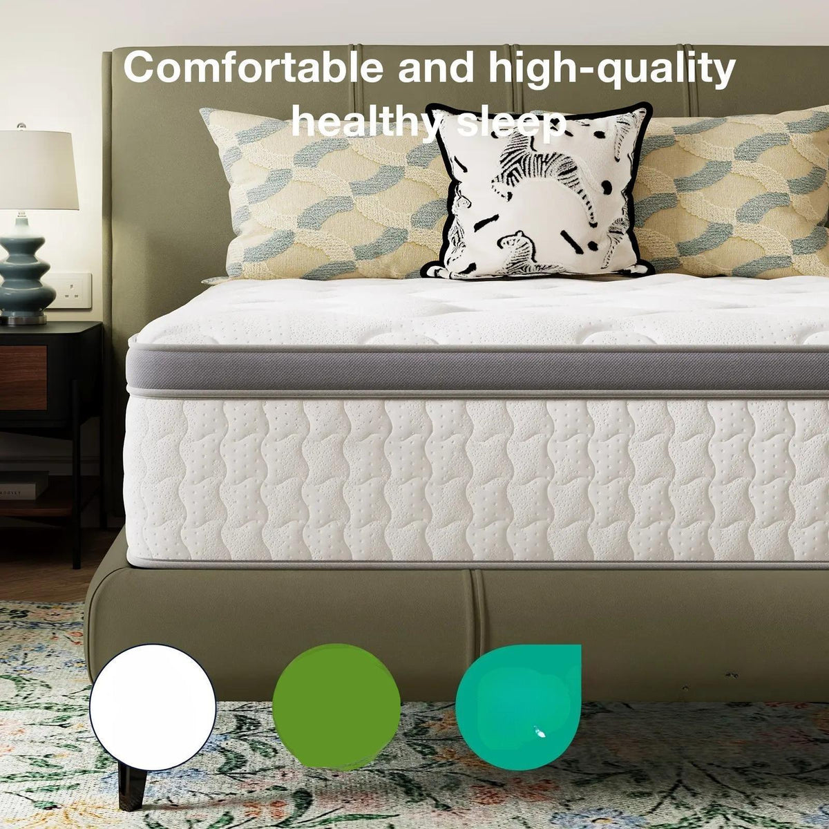 Hybrid Innerspring Mattress, 25cm Thick Comfort Bed Mattress with Cool‑Touch Breathable Cover, Pressure Relief & Motion Isolation Hybrid Mattress, Single/Double/King Size for Bedroom Guest Room