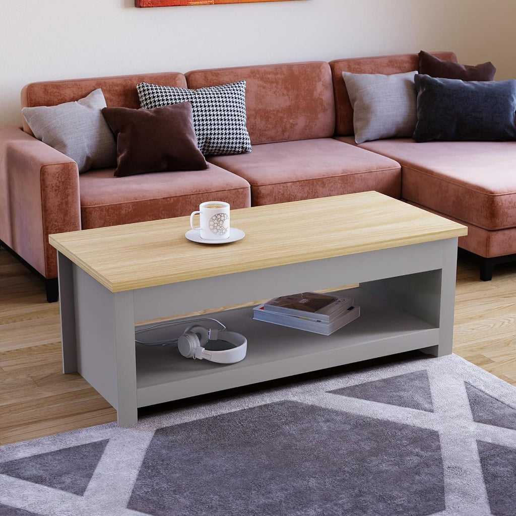 Sleek Modern MDF Coffee Table with Single Shelf Storage - Stylish Living Room Coffee Table